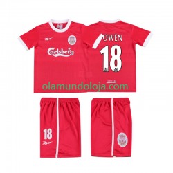 Camisola Liverpool OWEN 18 LWP 1997 Retro Criança Equipamento Primeiro 1998 Manga Curta
